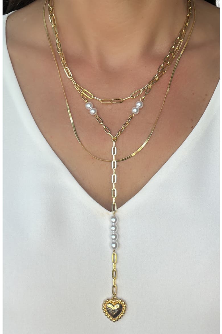 Set of 3 Chain Necklaces, Alternate, color, SATIN / PEARL