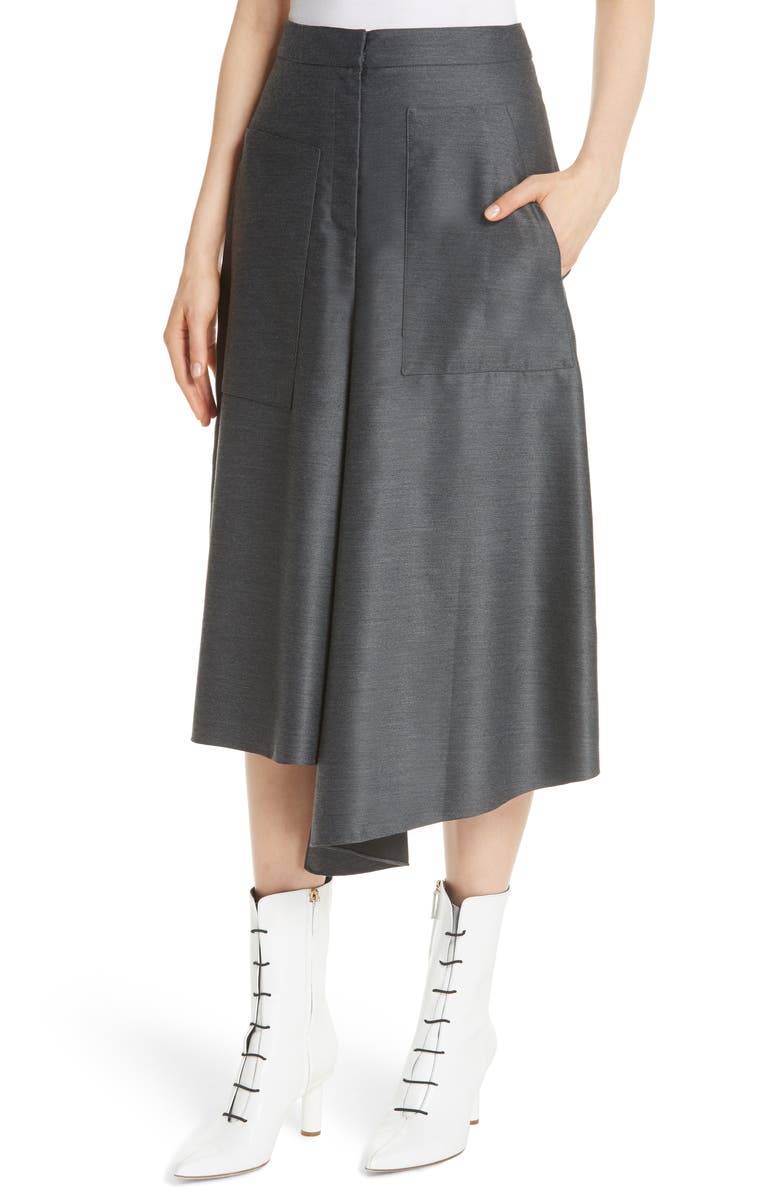 Tibi Asymmetrical Drape Skirt, Alternate, color,