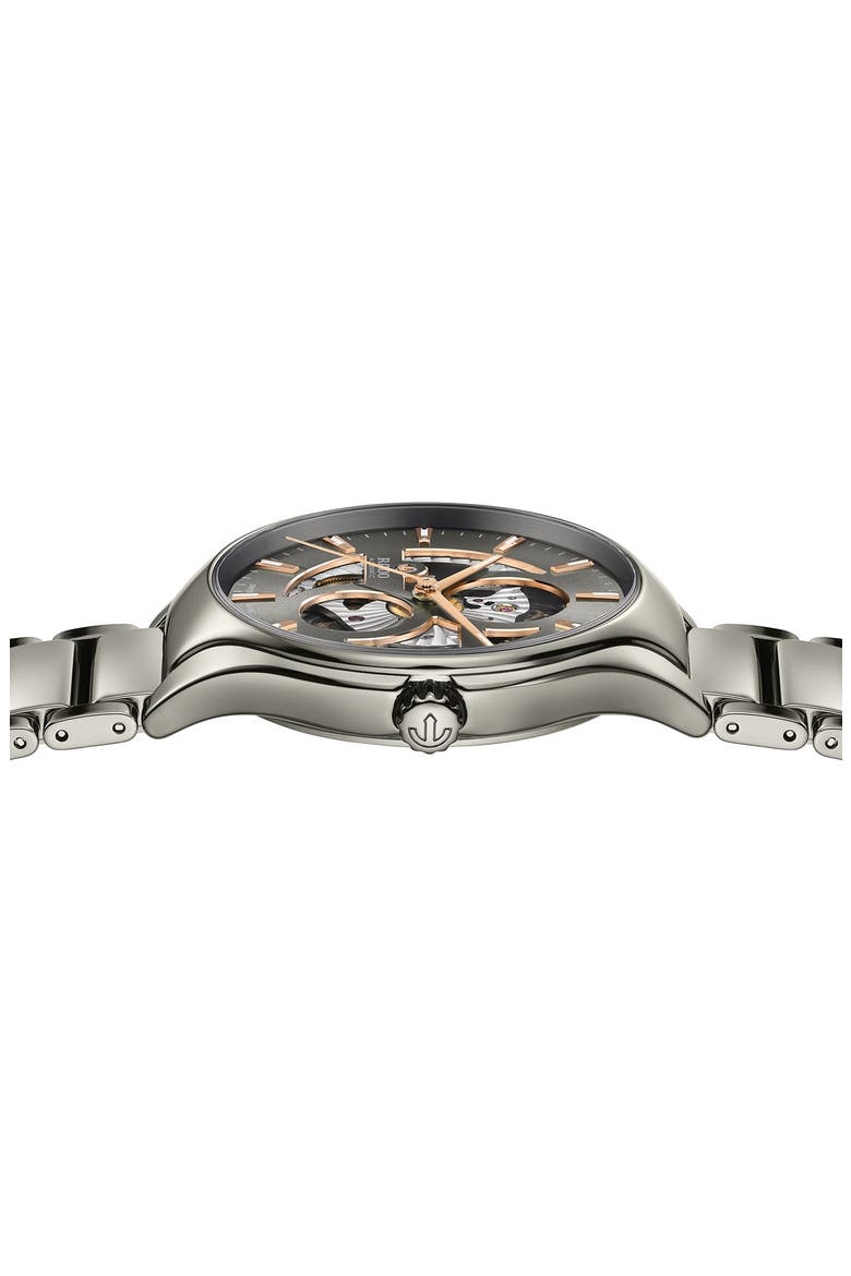 True Round Automatic Open Heart Bracelet Watch, 40mm, Alternate, color, GREY
