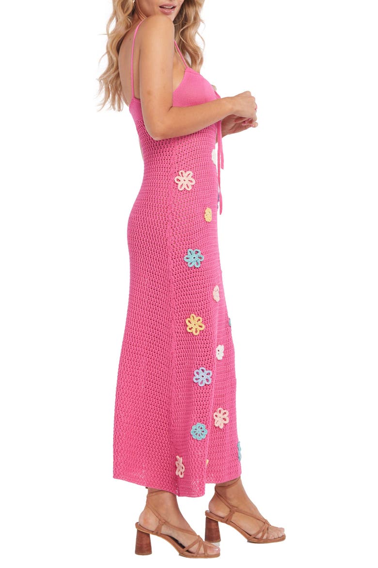 Maggy Floral Keyhole Semisheer Cover-Up Dress, Alternate, color, FUCHSIA