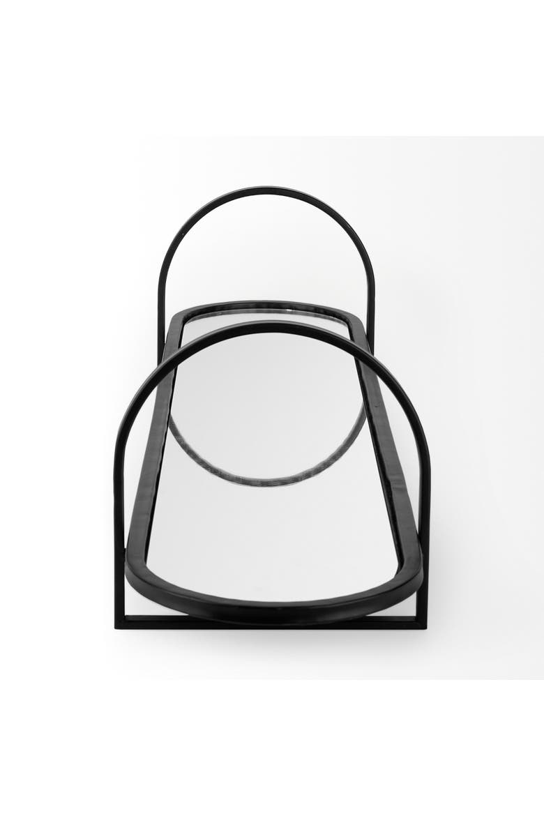 Evianna Mirrored Metal Frame Tray, Alternate, color, Black