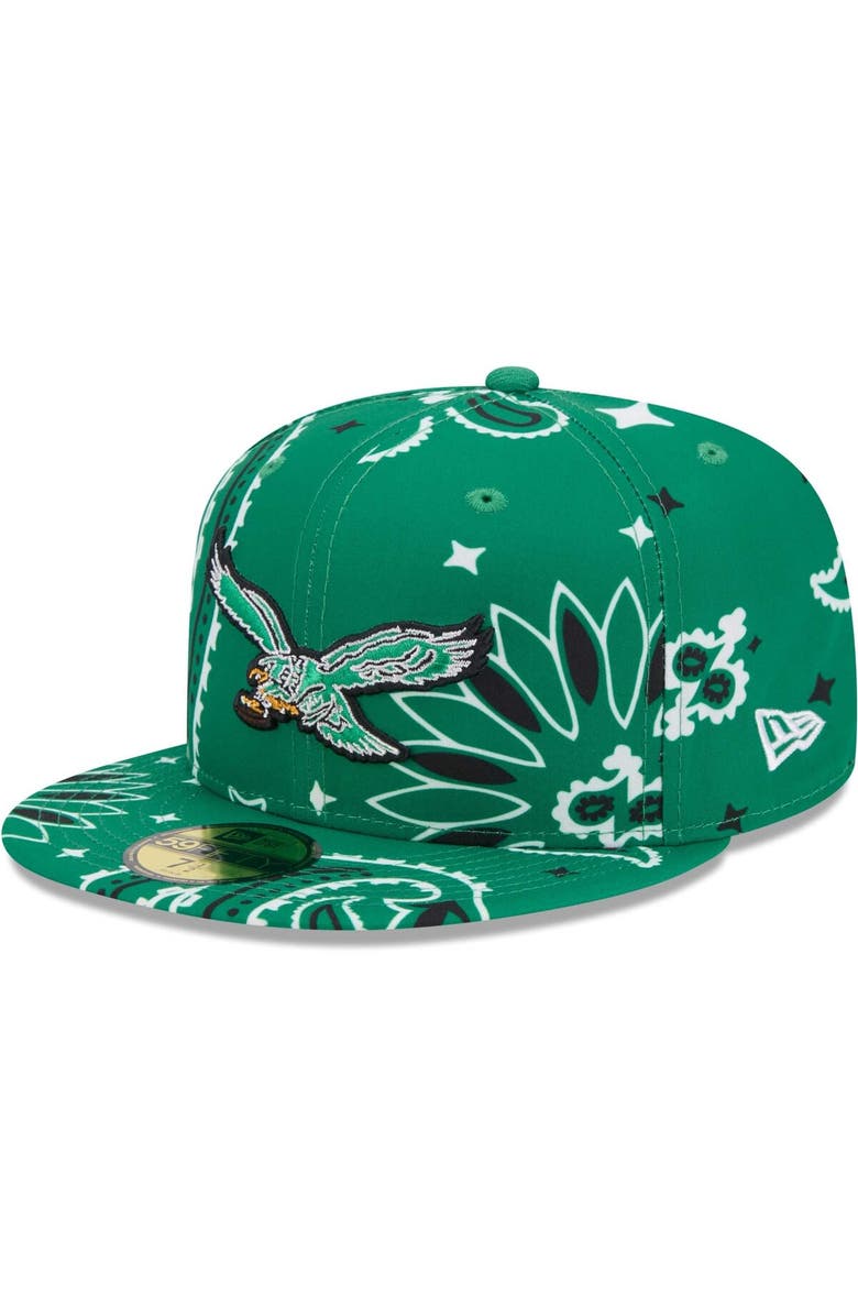 New Era Men's New Era Kelly Green Philadelphia Eagles Throwback Paisley 59FIFTY Fitted Hat, Main, color, Kelly Green