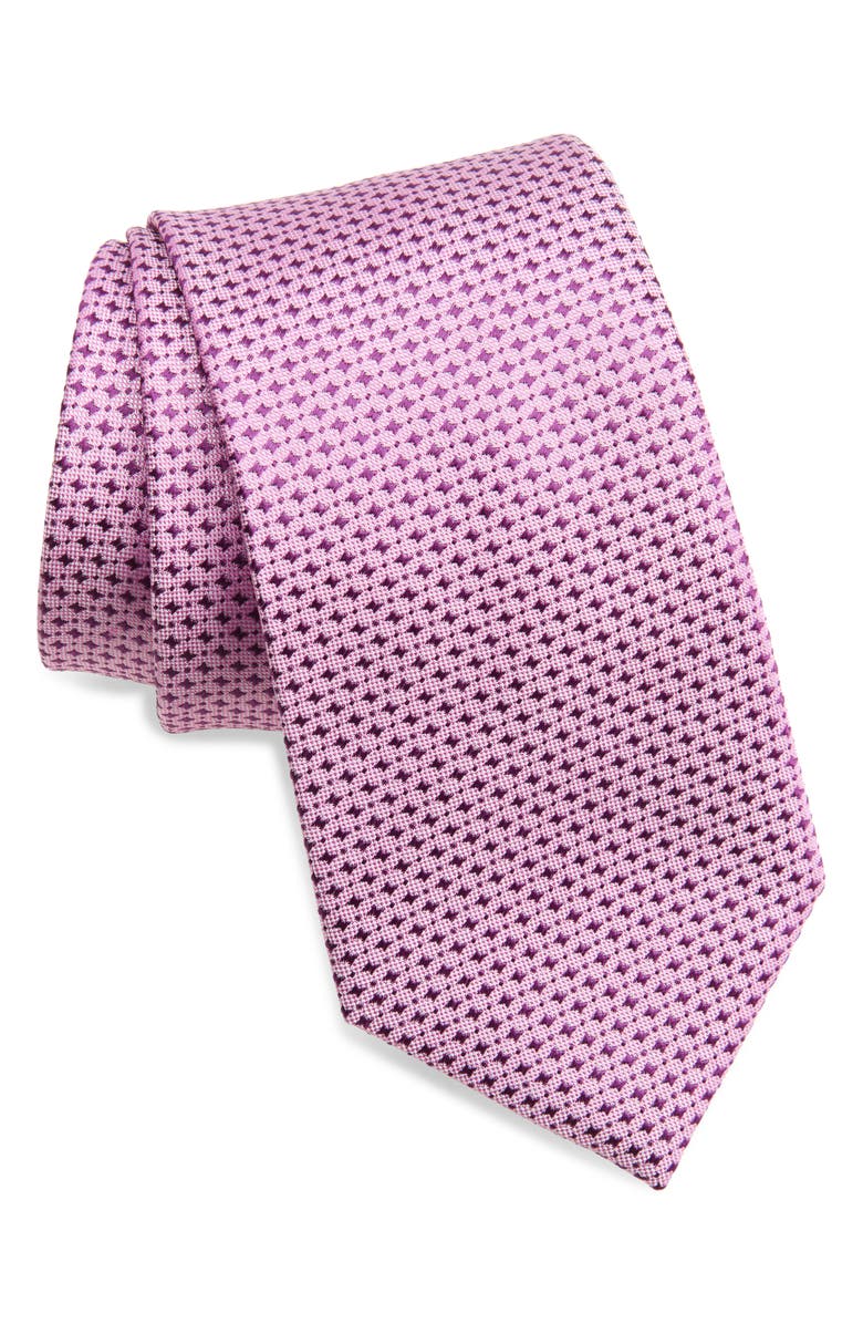 Duchamp Neat Silk Tie, Main, color, Pink