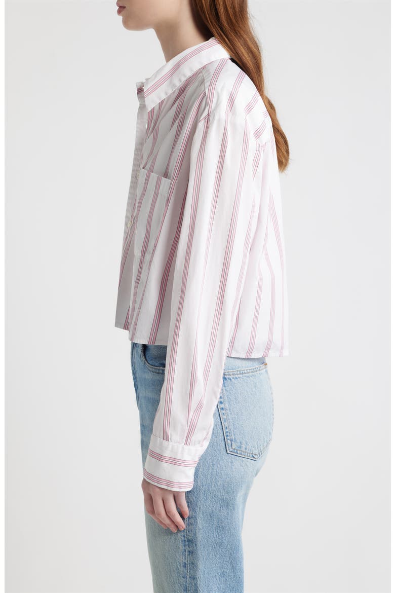 Stripe Asymmetric Cotton Button-Up Shirt, Alternate, color, PELICANO STRIPE