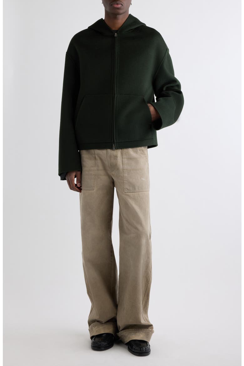 Doveria Wool & Cashmere Zip Hoodie, Alternate, color, DARK GREEN