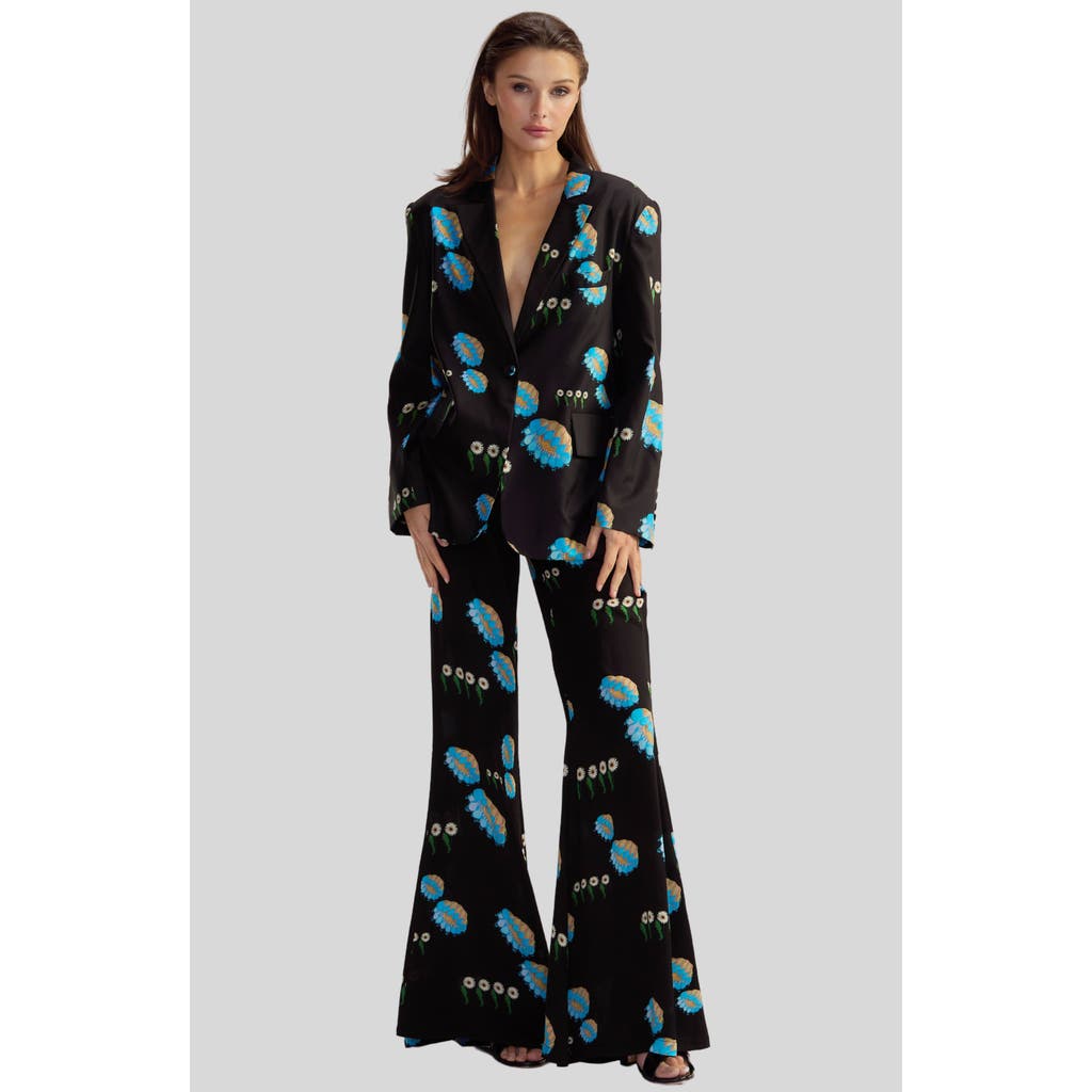 Shop Cynthia Rowley Blake Silk Twill Blazer In Black Floral