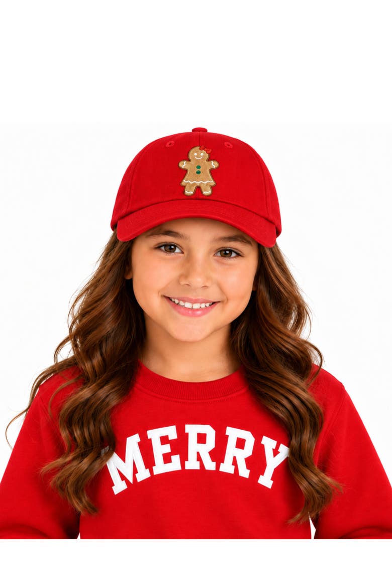 Gingerbread Bow Baseball Hat (baby), Alternate, color, Red