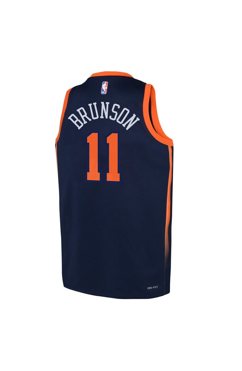 Jordan Brand Youth Jordan Brand Jalen Brunson Navy New York Knicks Swingman Jersey - Statement Edition, Alternate, color, Navy