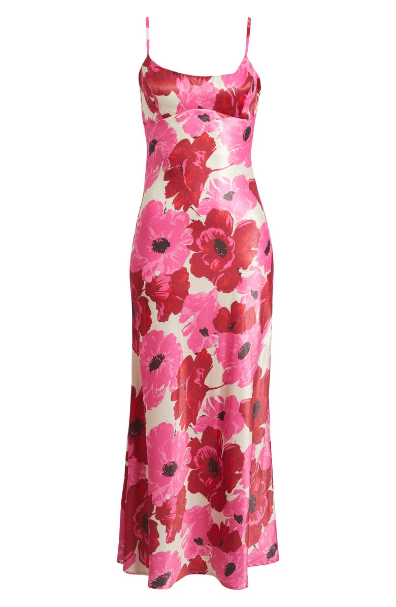 Lulus Faye Floral Print Slipdress, Alternate, color, Fuchsia Floral