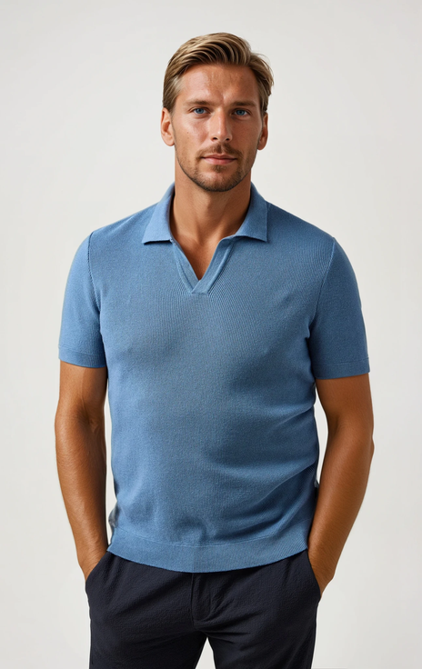 Pique Knit Johnny Collar Polo
