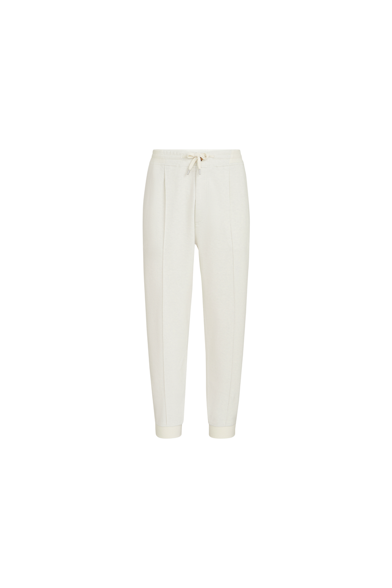 Cashmere and cotton French terry double cloth trousers with Crête detail and elasticated zipper cuffs, Alternate, color, Off-White