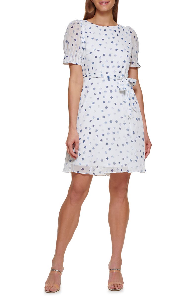 DKNY Polka Dot Fit & Flare Minidress, Main, color,