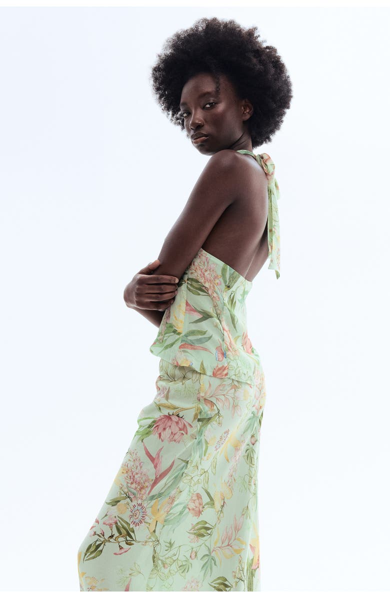 H&M Printed Viscose Skirt, Alternate, color, Light Green/Floral