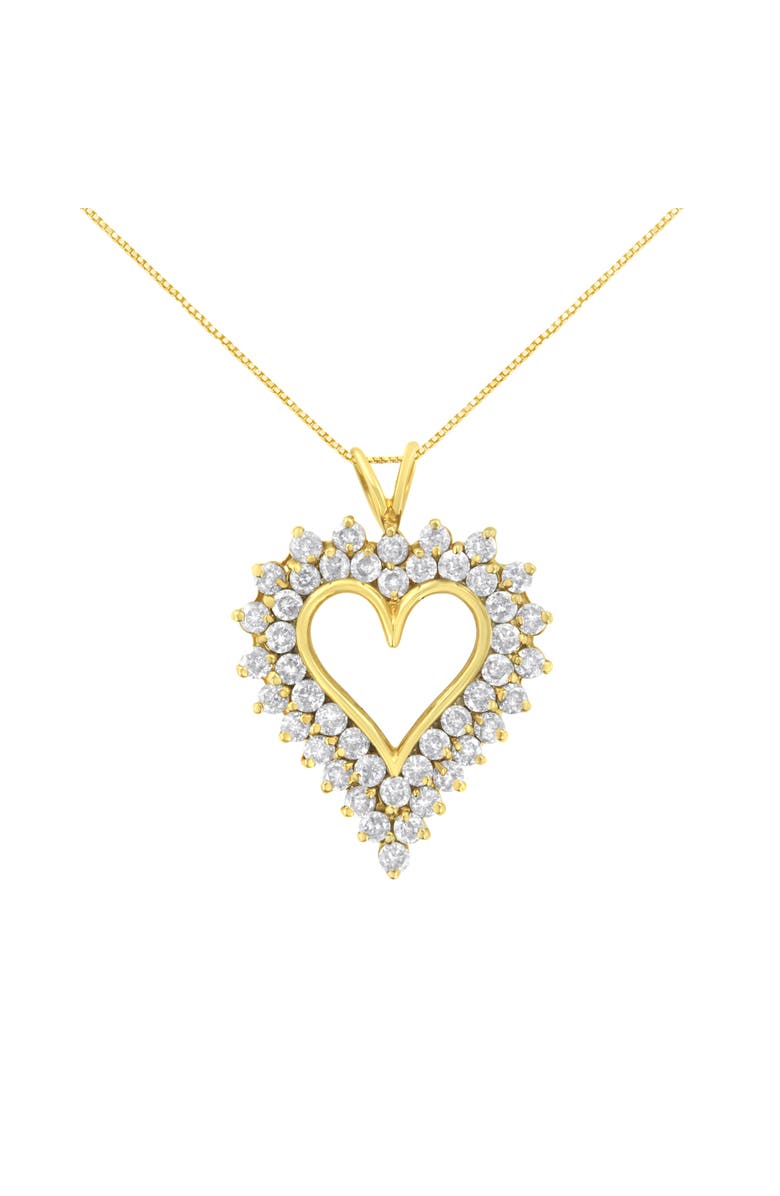 Haus of Brilliance 14K Yellow Gold Silver 4 cttw Round-cut Diamond Cluster Heart Pendant Necklace, Main, color, Yellow