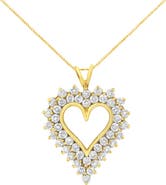 Haus of Brilliance 14K Yellow Gold Silver 4 cttw Round-cut Diamond Cluster Heart Pendant Necklace