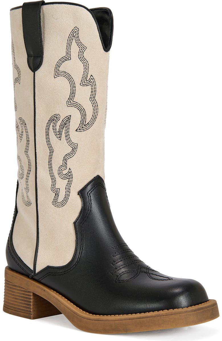 AZALEA WANG Mariana Flat Boot, Alternate, color, Black White