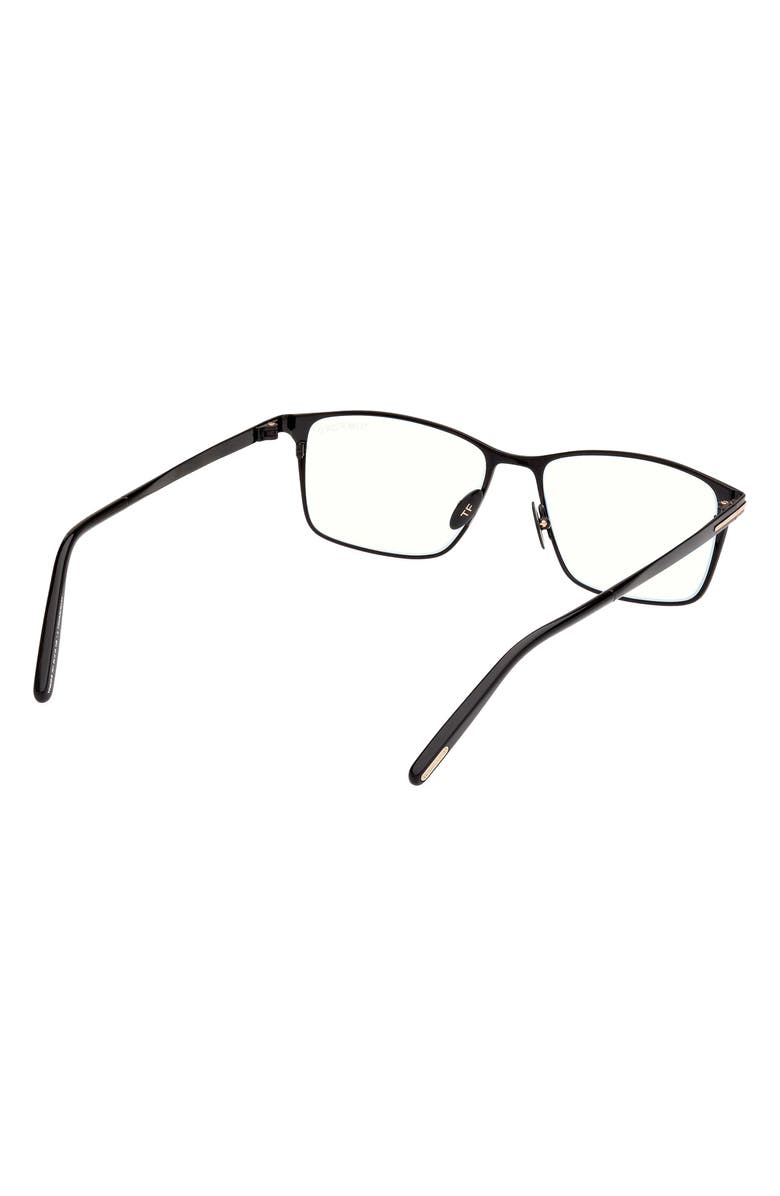 TOM FORD 54mm Rectangular Blue Light Blocking Glasses, Alternate, color, Black / T Logo / Blue Block
