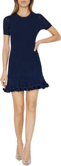 Milly Ruffle Milly Ruffle Hem Rib Fit & Flare Minidress | Nordstrom