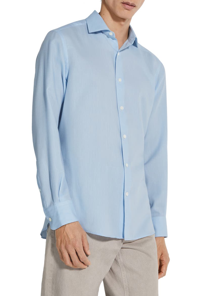 Cashco Cotton & Cashmere Button-Up Shirt, Alternate, color, GHIACCIO