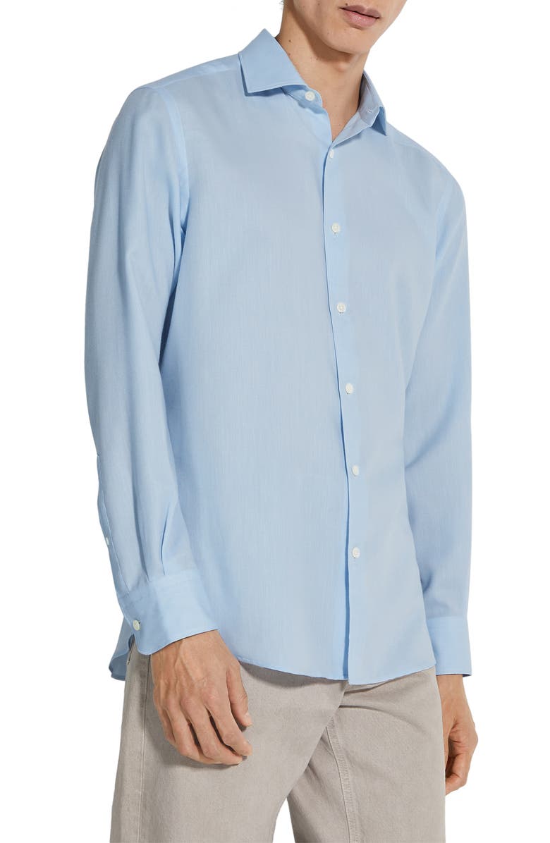 ZEGNA Cashco Cotton & Cashmere Button-Up Shirt, Alternate, color, Ghiaccio