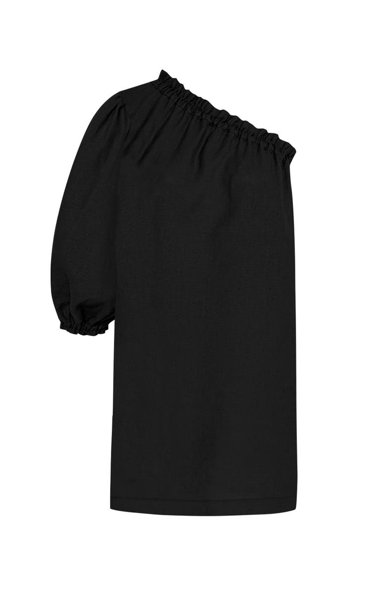 Labeca London Florence Linen One Sleeve Dress, Alternate, color, Black