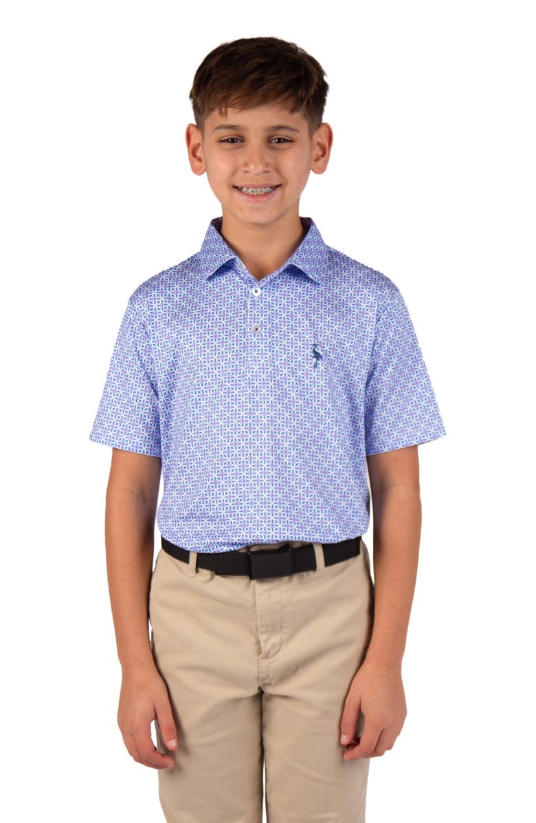 TailorByrd Kids' Mini Mosaic Performance Polo, Alternate, color, Blue
