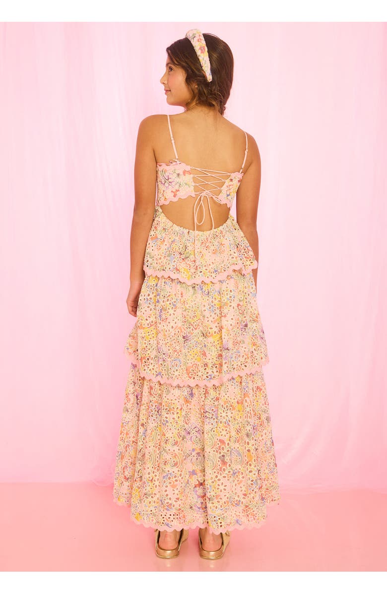 Marlo Kids Alanna Frill Embroidered Maxi Dress, Alternate, color, Multi