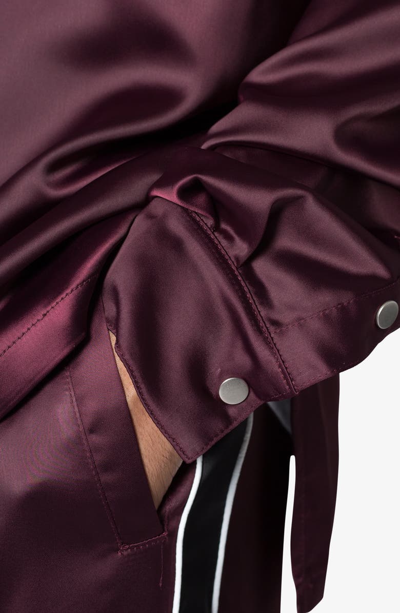 mnml Snap Front Satin Pajama Shirt, Alternate, color, 