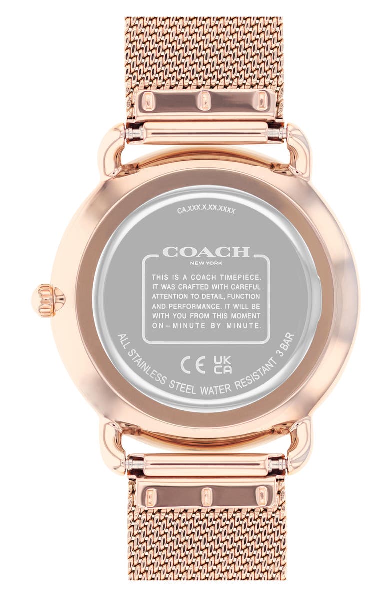 COACH Elliot Mesh Strap Watch, 36mm, Alternate, color, Silver White/Rose Gold