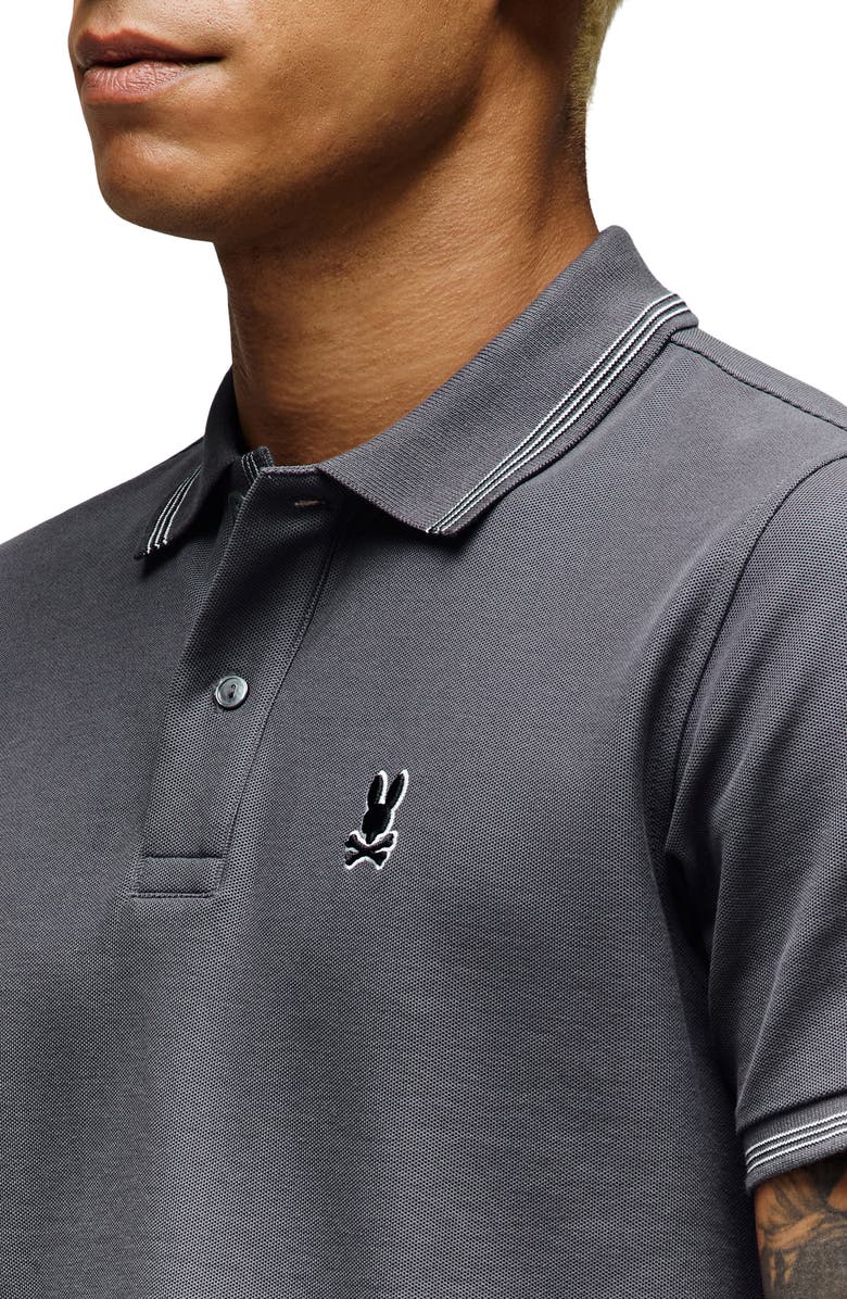 Psycho Bunny Hart Tipped Pima Cotton Piqué Polo, Alternate, color, Blackened Pearl
