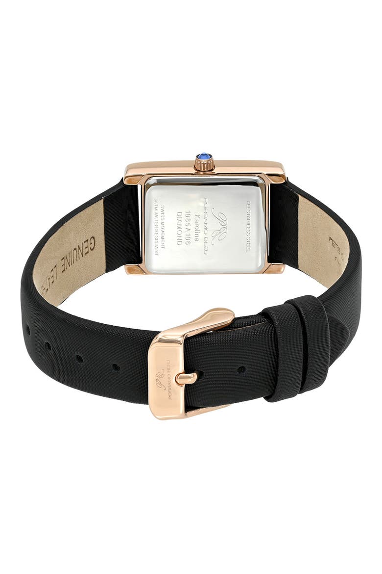 Karolina Diamond Leather Strap Watch, 21.5mm x 30mm, Alternate, color, BLACK