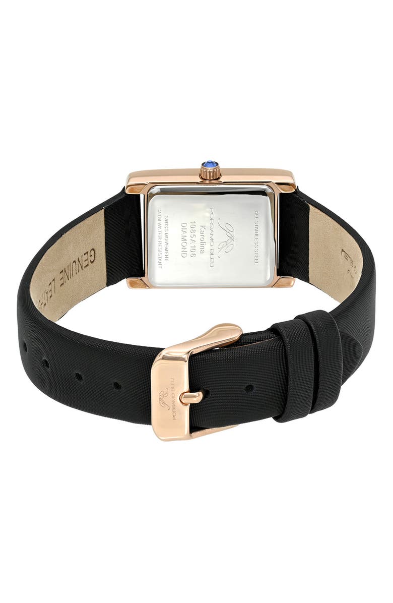 PORSAMO BLEU Karolina Diamond Leather Strap Watch, 21.5mm x 30mm, Alternate, color, 