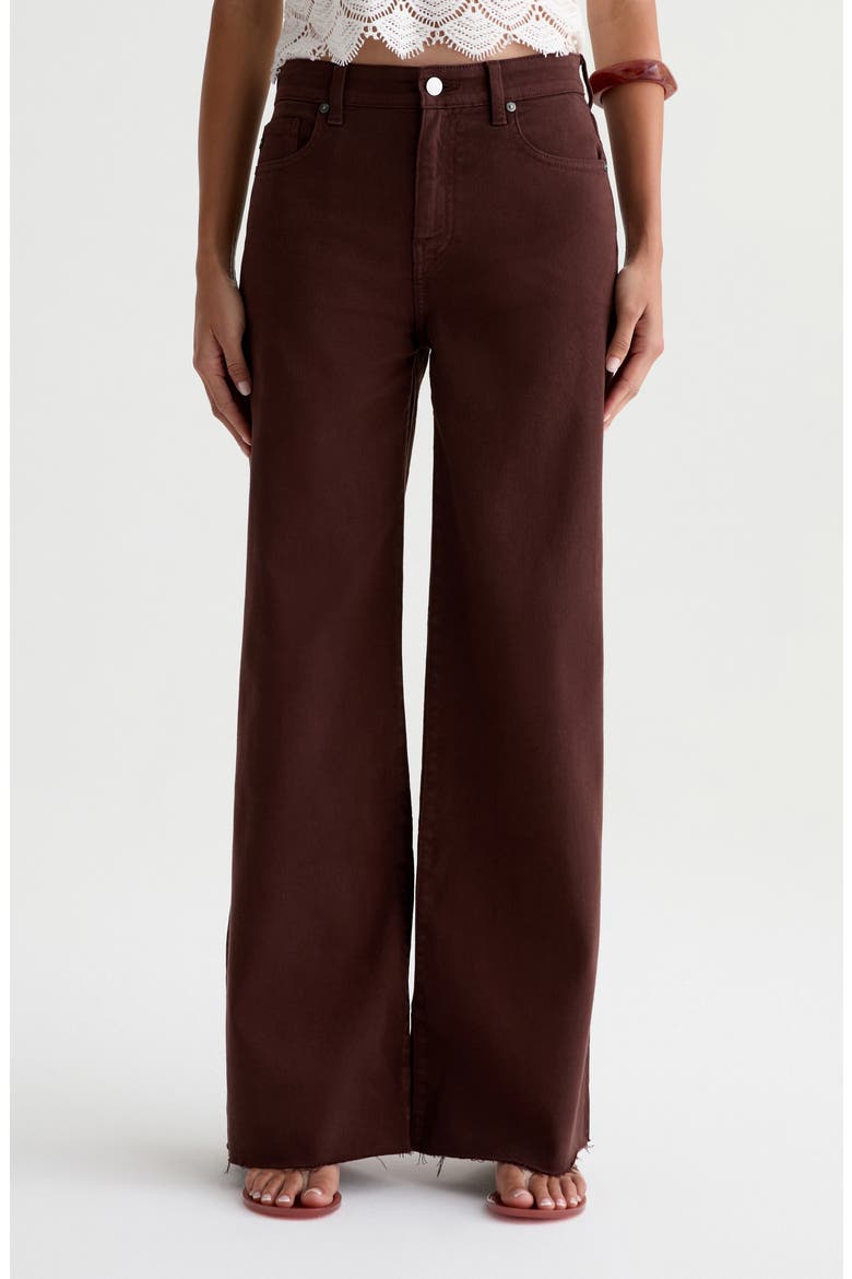 Saige High Waist Raw Hem Wide Leg Jeans, Main, color, COFFEE BEAN