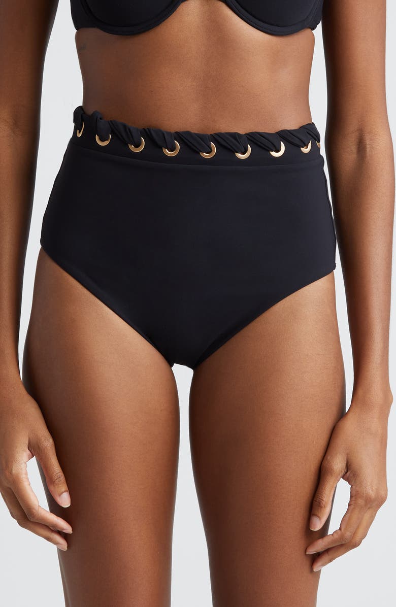 Zimmermann Alight Eyelet High Waist Bikini Bottoms, Main, color, 
