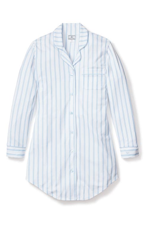 Petite Plume Stripe Long Sleeve Pima Cotton Nightshirt In White
