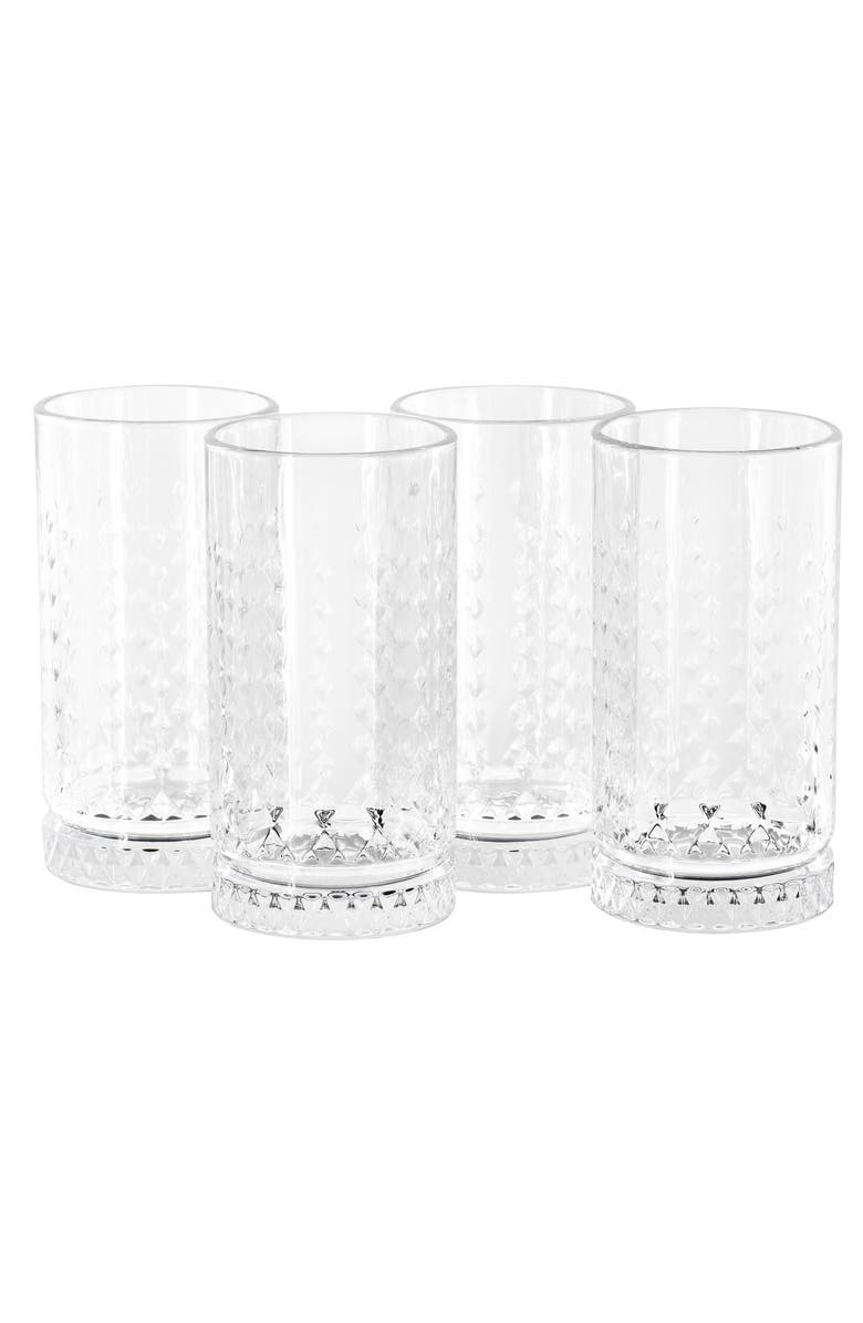 Gibson Home 4 Piece 16 Ounce Teardrop Embossed Glass Tumbler Set, Main, color, Clear