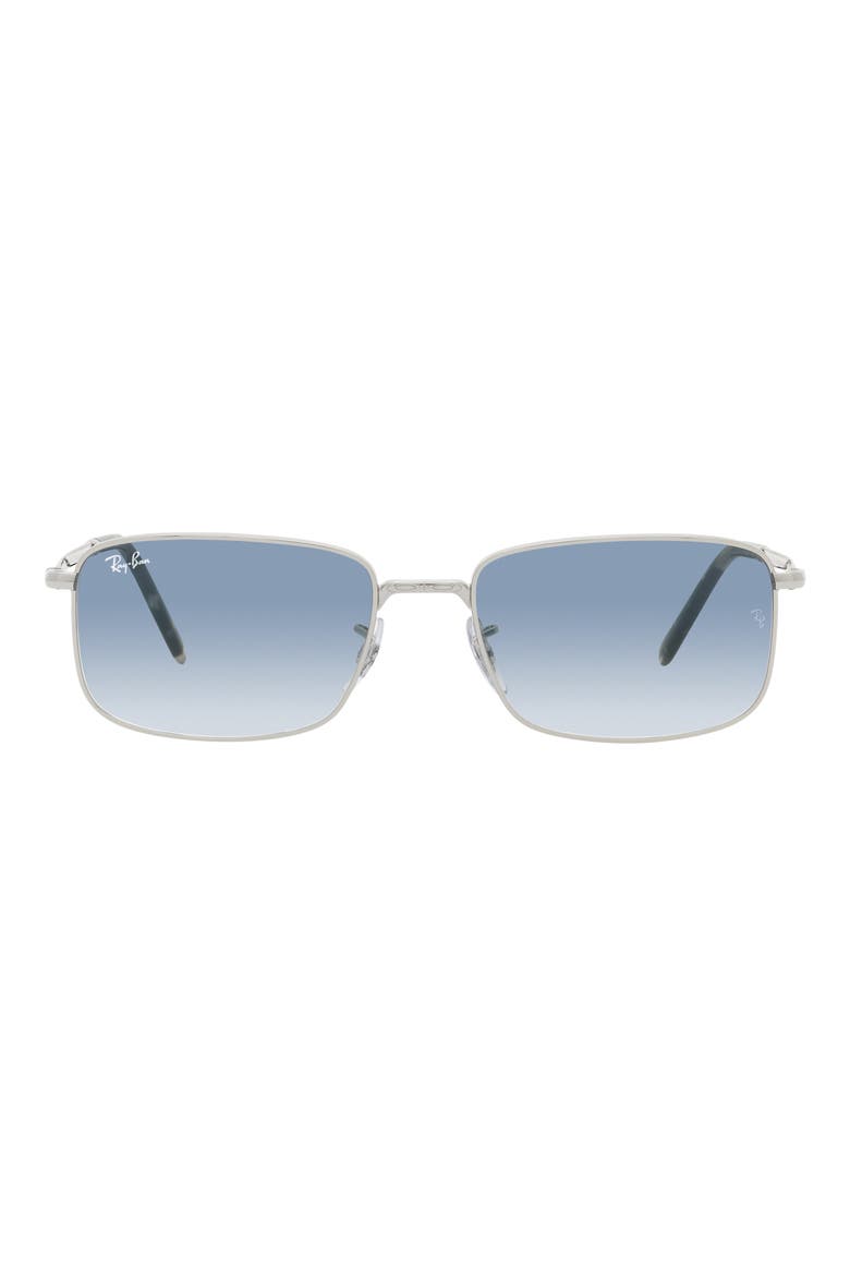 60mm Gradient Rectangular Sunglasses, Main, color, SILVER