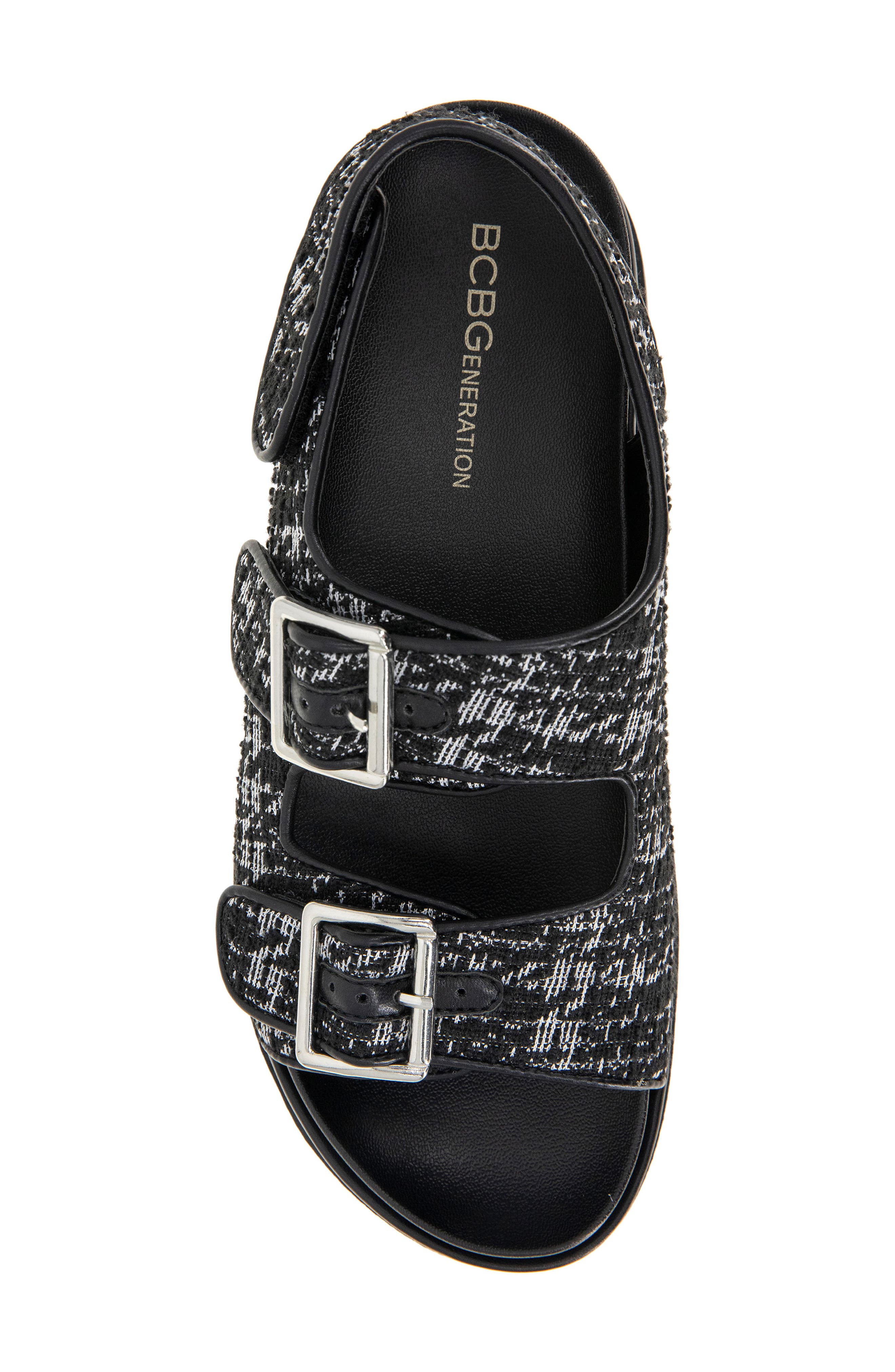 Beena Platform Sandal, Alternate, color, BLACK-WHITE BOUCLE