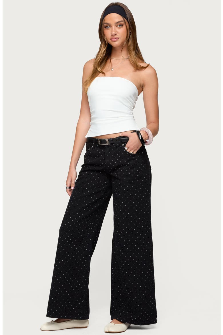 Misha Polka Dot Baggy Wide Leg Jeans, Alternate, color, BLACK