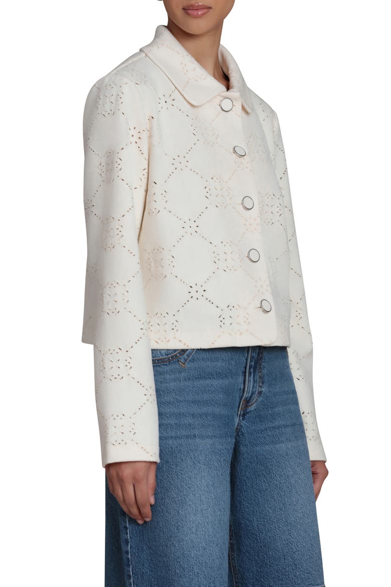 Embroidered Eyelet Boxy Cropped Jacket, Alternate, color, OFF WHITE