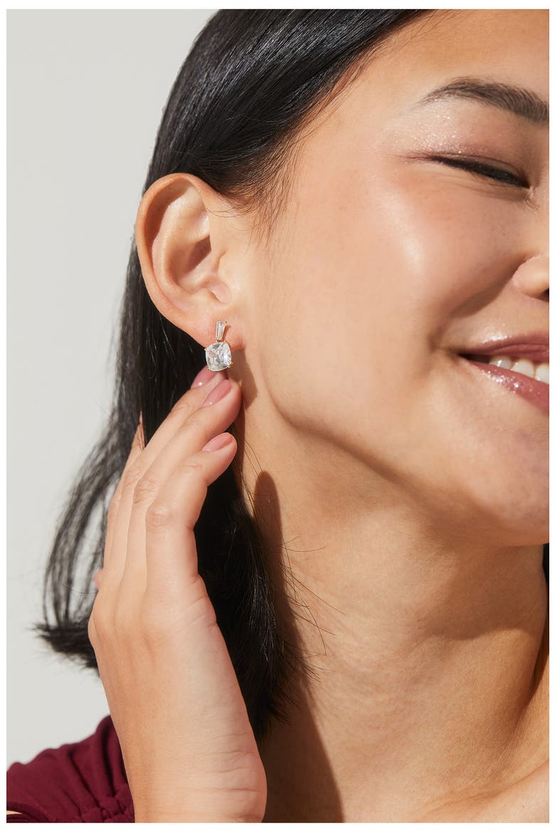 A la Carte Cubic Zirconia Drop Earrings, Alternate, color, GOLD
