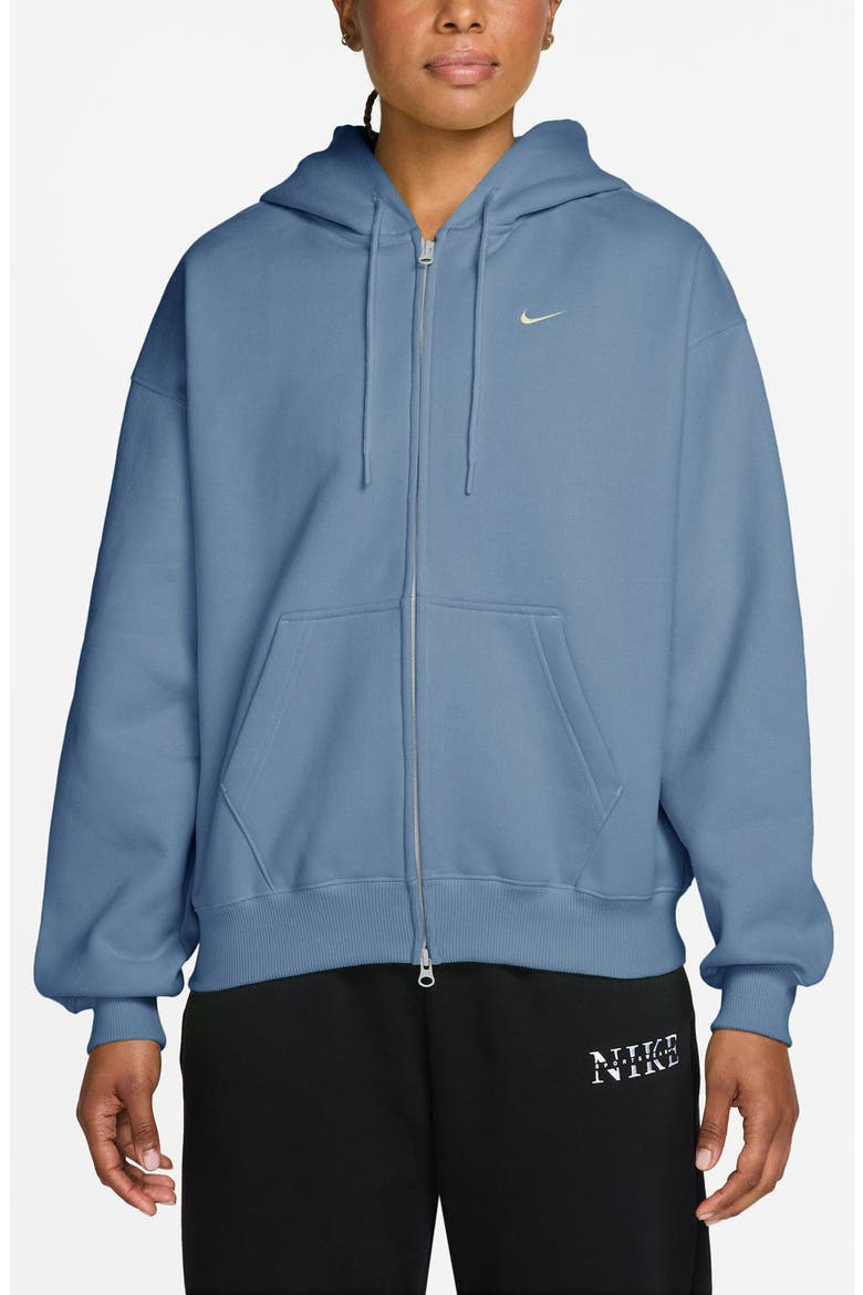Oversized Fleece Full Zip Hoodie, Main, color, 486 WORKBL/ SAIL