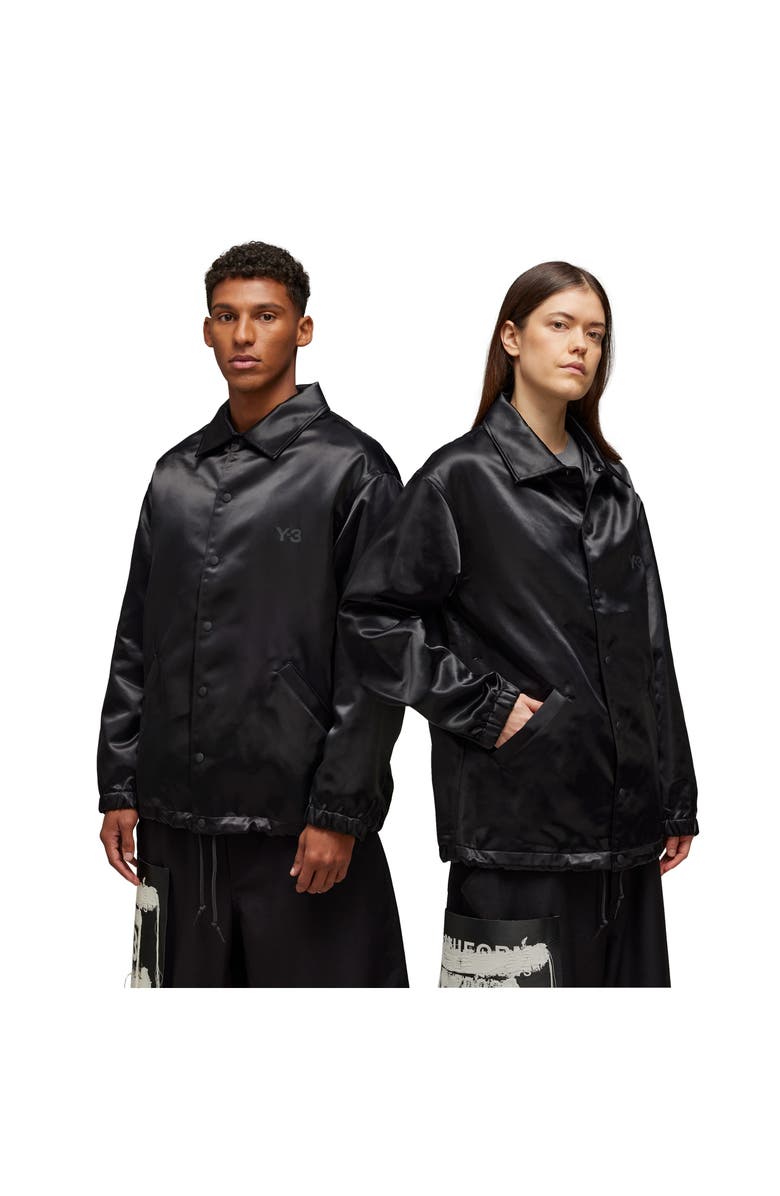 Y-3 Logo Detail Satin Coach Jacket, Alternate, color, 