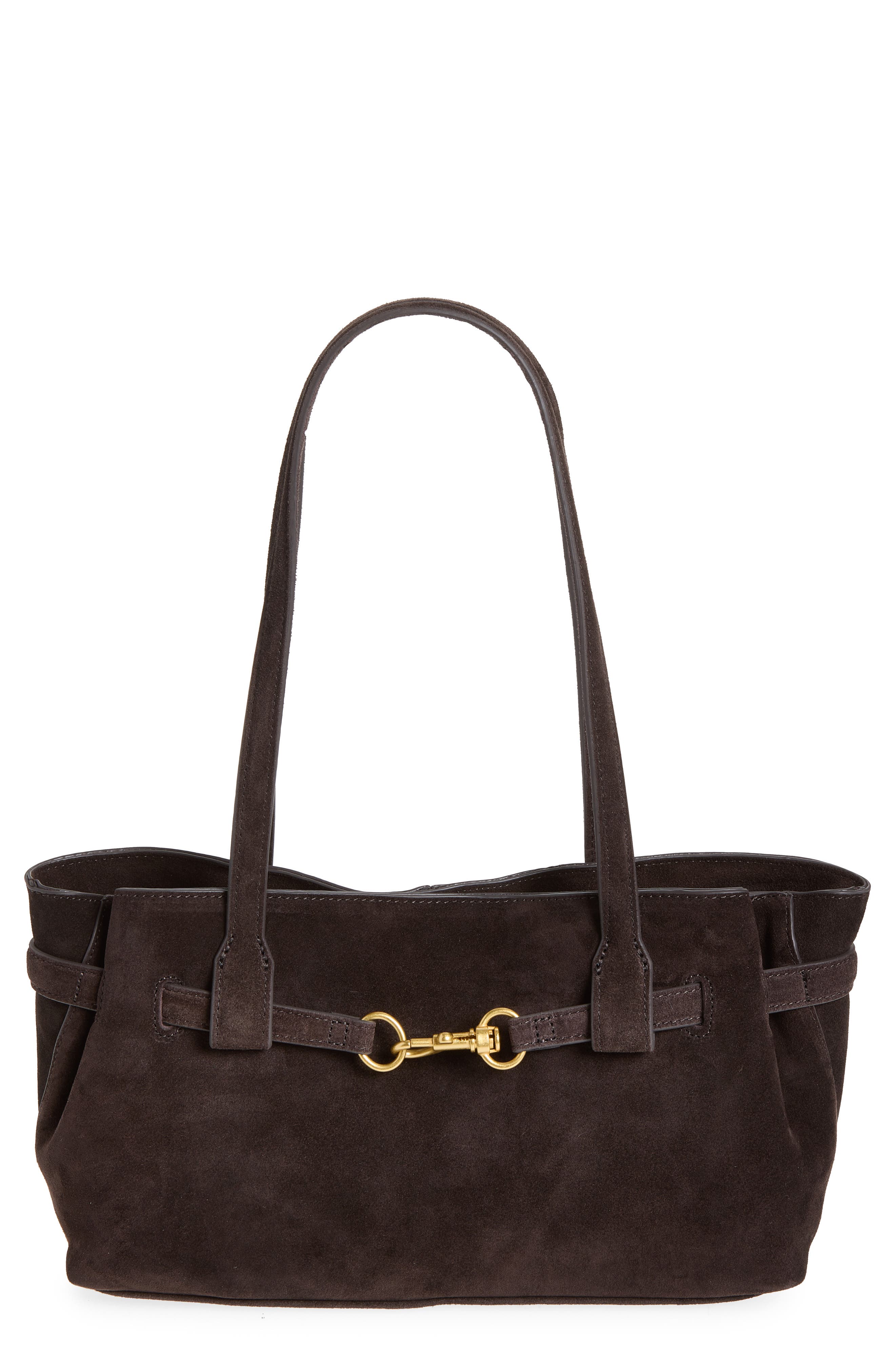 Chus Suede Shoulder Bag, Main, color, CHOCOLATE