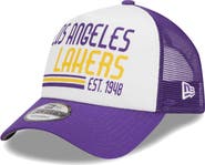 New Era Men's New Era White Los Angeles Lakers Lift Pass Foam Front Trucker 9FORTY Adjustable Hat
