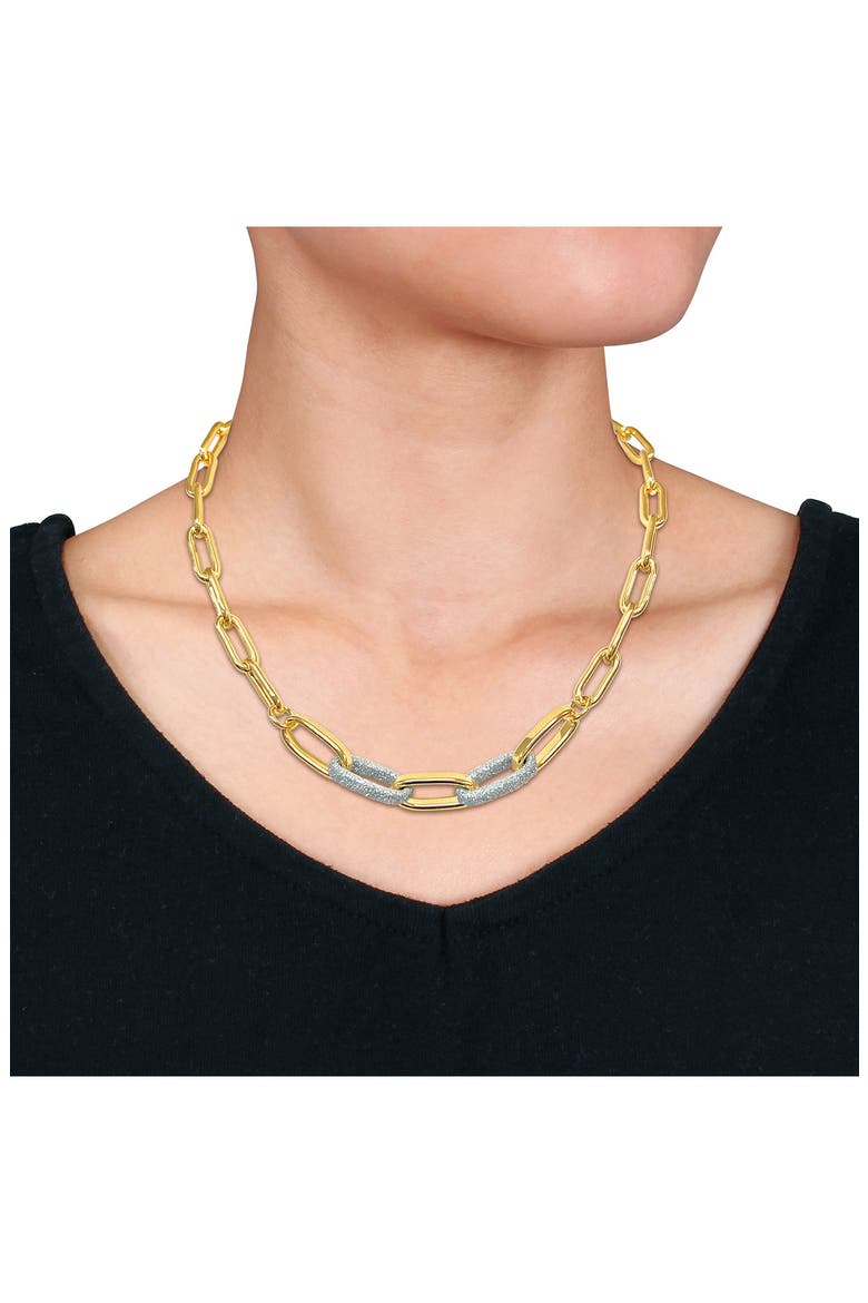 Contrast Enamel Oval Link Chain Necklace, Alternate, color, YELLOW