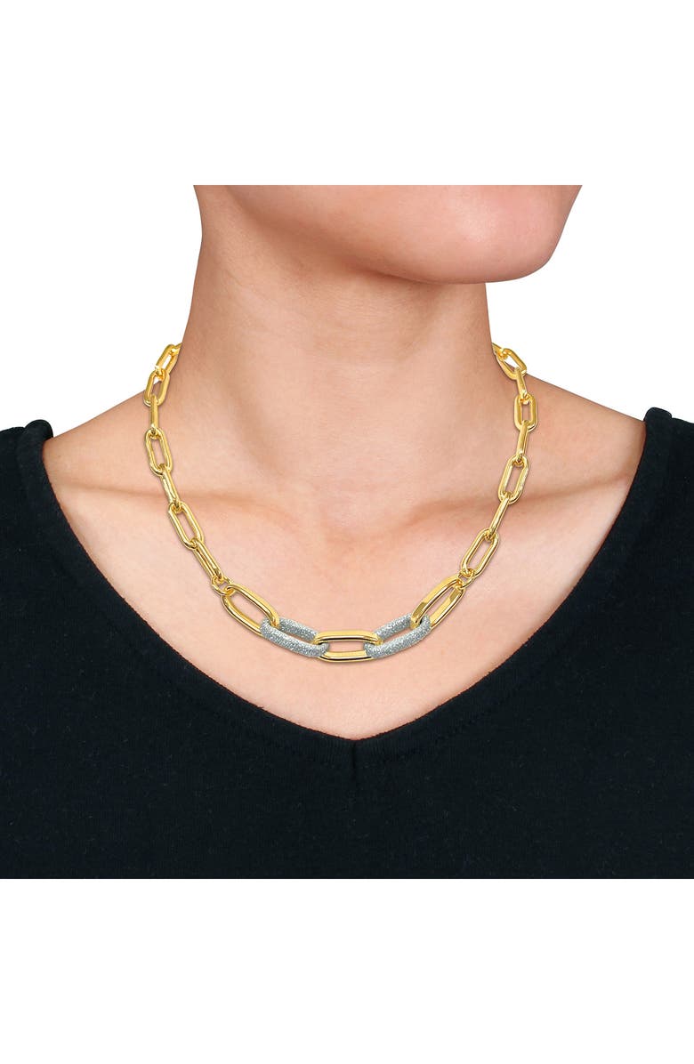 DELMAR Contrast Enamel Oval Link Chain Necklace, Alternate, color, Yellow