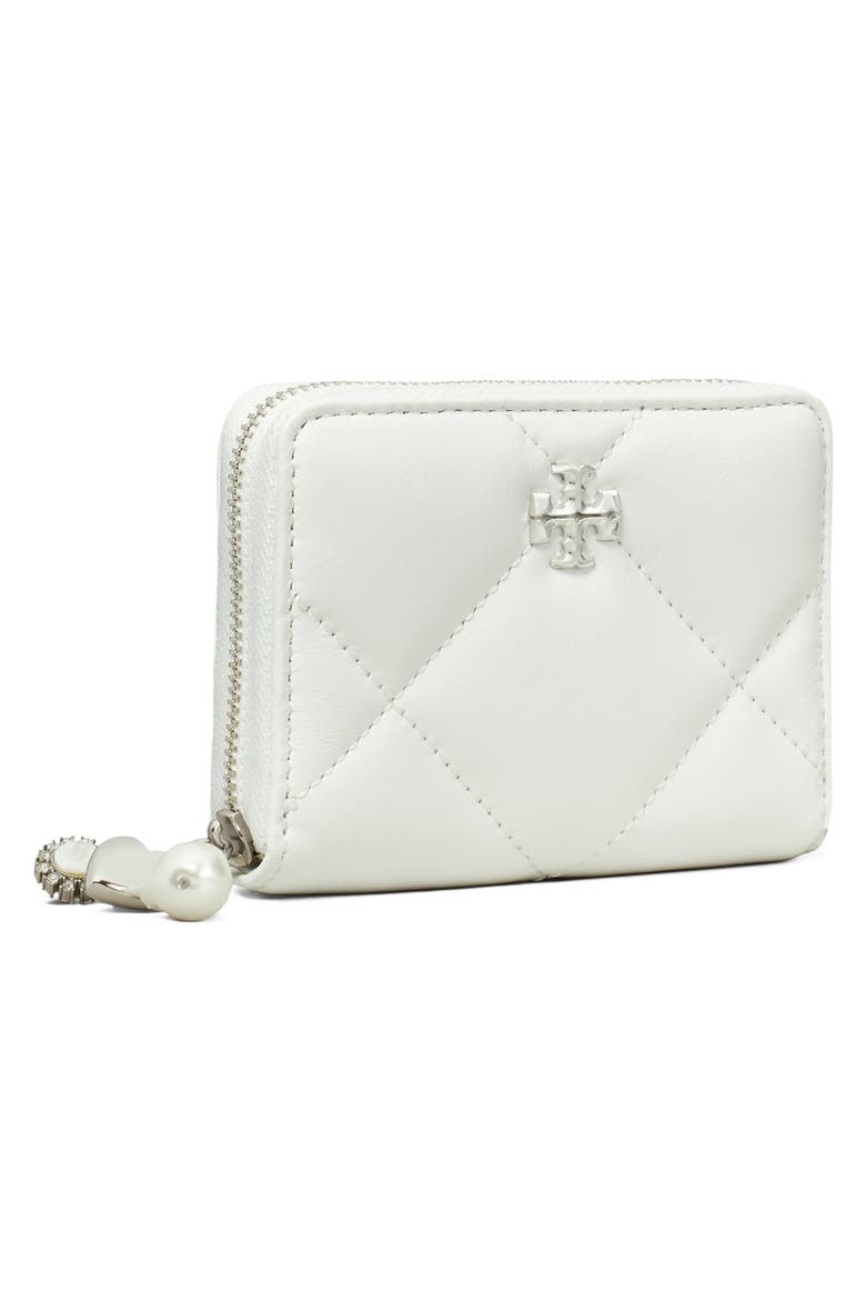 Kira Diamond Quilted Leather Zip Wallet, Alternate, color, CIRRUS CLOUD