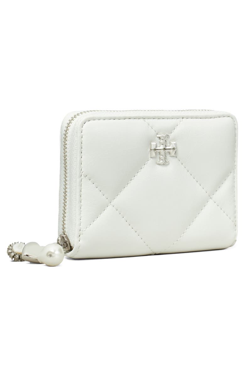 Tory Burch Kira Diamond Quilted Leather Zip Wallet, Alternate, color, Cirrus Cloud