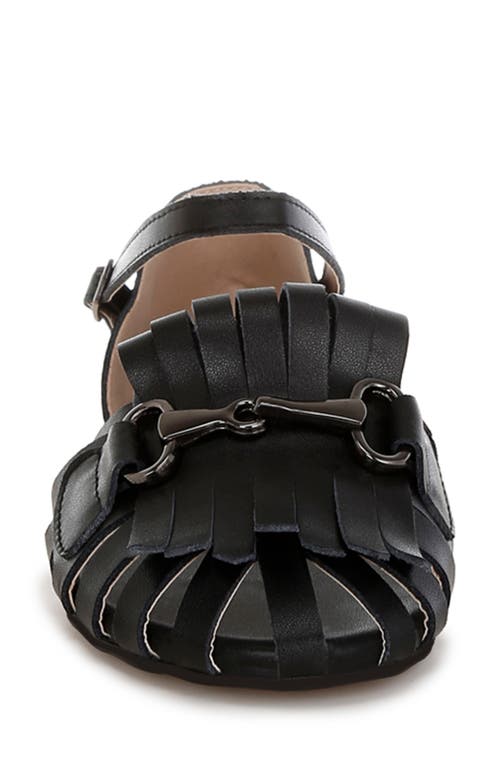 Rag & Co Women's Ramita Horsebit Fringe Flat Sandals In Black In Black